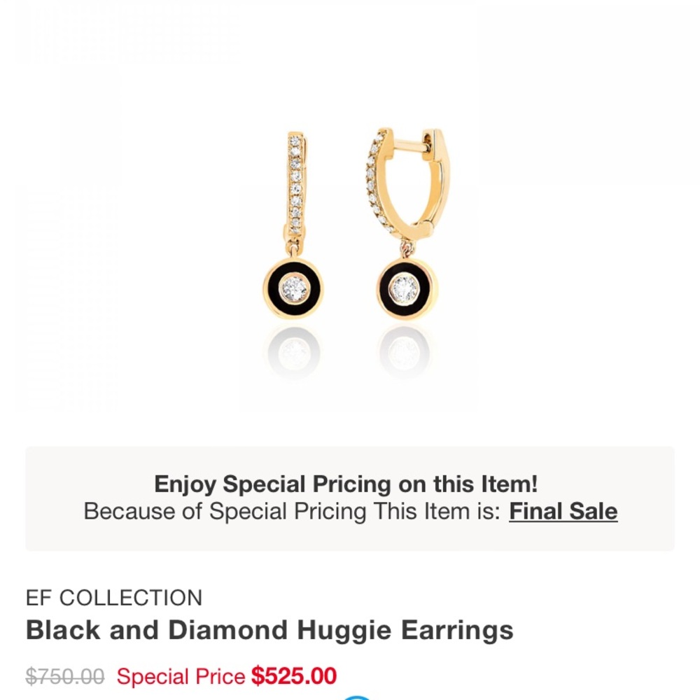EF Collection 14k rose gold diamond huggie earrings worn once